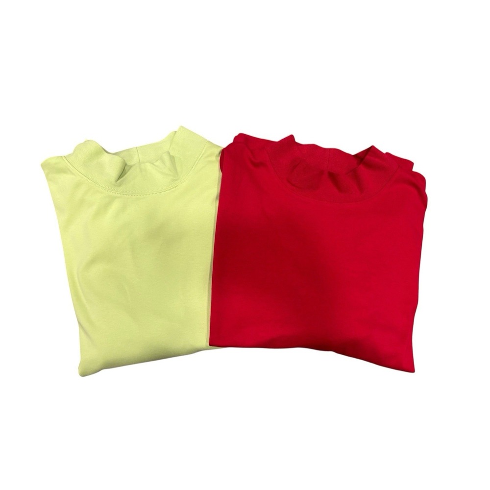 APPLESEEDS Lot of 2 Shirts Sz 3XL Soft Stretchy Cotton Mock Neck Shirts NWOT